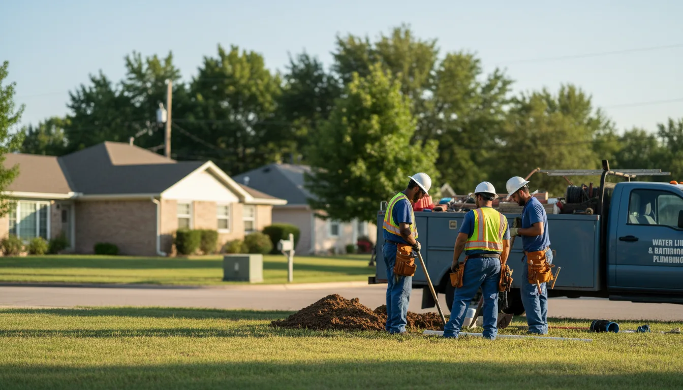 Residential water line and bathroom plumbing service in Lequire, OK